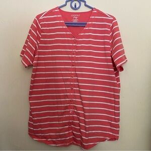 Essentials By Maggie Shirt Women’s Plus Size 18-20W Button‎ Down V Neck